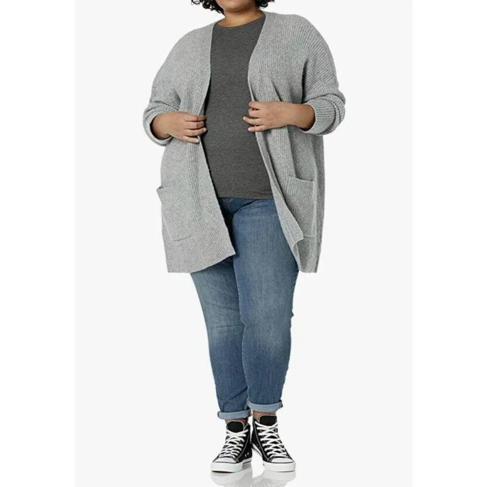 New Goodthreads Womens Cardigan Sweater XXL Gray Oversized Boucle Shaker Stitch - Picture 10 of 11